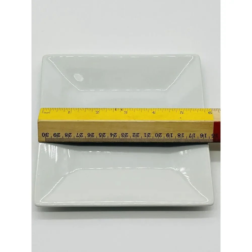 Crate and Barrel White Porcelain 6” Square Plates Set of 3